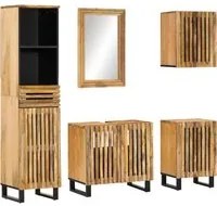 Set Mobili da Bagno 5 pz in Legno Massello di Mango Grezzo 3217091