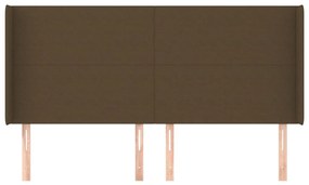 Testiera ad orecchio marrone scuro 203x16x118/128 cm in tessuto