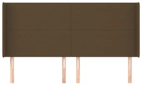 Testiera ad orecchio marrone scuro 203x16x118/128 cm in tessuto