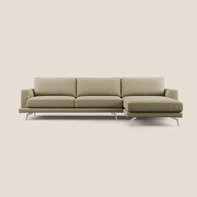 Dorian divano moderno angolare con penisola in tessuto morbido antimacchia T05 cammello 308 cm Destro