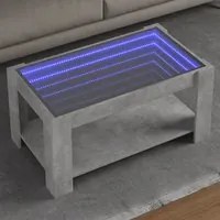 Tavolino Salotto con LED Grigio Cemento 93x53x45 cm Multistrato 847556