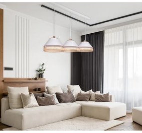 Duolla - Lampadario a sospensione con filo AVIGNON 3xE27/15W/230V bianco/rattan