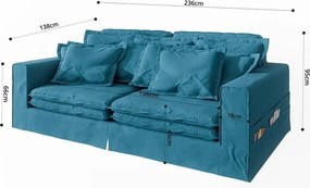 Divano azzurro 236 cm Nora – Ropez