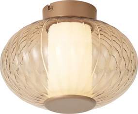 Plafoniera di design in ottone 28 cm con vetro ambrato Incl. LED dimmerabile a 3 fasi - Margherite