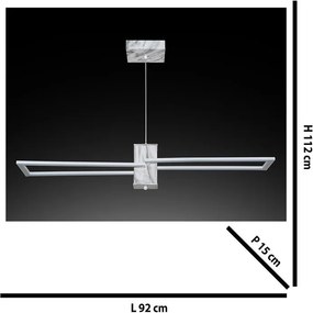 Lampadario LED design Sarita bianco, luce naturale 2500 lumen, NOVECENTO