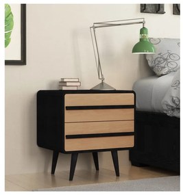 Comodino in colore naturale con motivo in nero Chantal - Støraa