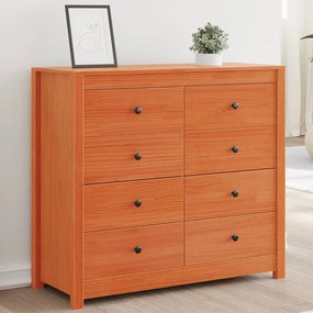 Armadietto Marrone Cera 100x40x90 Cm İn Legno Massello Di Pino /