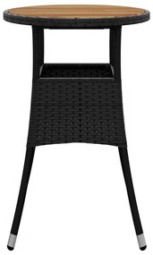 Tavolo giardino Ø60x75 cm massello acacia e polyrattan nero