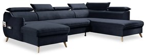 Divano letto angolare a U in velluto blu scuro (angolo destro) Sweet Harmony - Miuform
