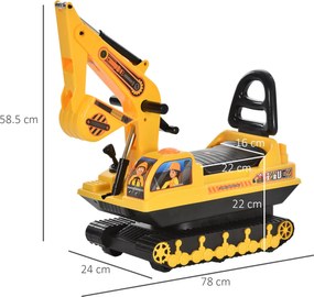 Escavatore Ruspa Cavalcabile per Bambini   Giallo e Nero...