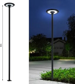 Brilagi - Asta metallica per palo d'illuminazione esterna 4 m, Ø 58 mm, nera