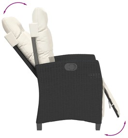 Set da pranzo da giardino 9 pz con cuscini nero in polyrattan