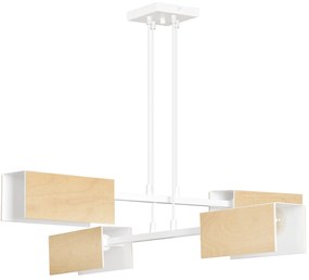 Lampadario Minimal Sarutahiko Acciaio Bianco 4 Luci E27 Ip20