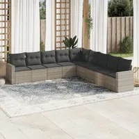 Set Divano da Giardino 9pz con Cuscini Grigio Chiaro Polyrattan 3251429