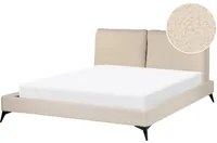 Letto imbottito moderno in boucl beige 160 x 200 cm con rete a doghe