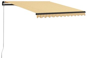 Tenda Da Sole Retrattile Manuale 300x250 Cm Gialla E Bianca /