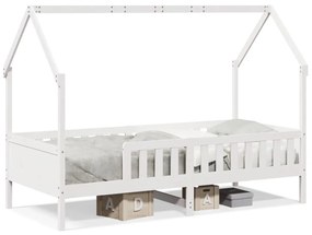 Giroletto casetta bambini bianco 90x190 cm legno massello pino