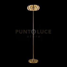 Lampada da terra retro', acrilico trasparente + ferramenta oro, led...