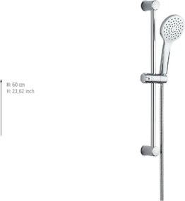 Set per doccia color argento lucido in acciaio inox con doccetta/con supporto scorrevole 60 cm No. 2 – Allstar