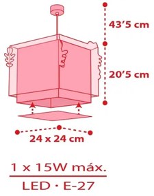 Dalber 73262 - Lampadario per bambini HELLO KITTY 1xE27/15W/230V rosa