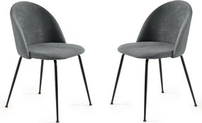Sedia da pranzo in tessuto Grigio Scuro e gambe metallo Nero - KAREN 2 sedie
