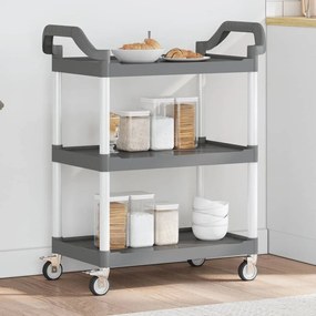 Carrello A 3 Ripiani Grigio 81x41x92 Cm İn Alluminio /