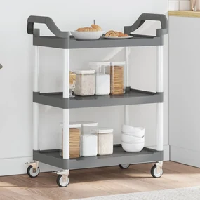 Carrello A 3 Ripiani Grigio 81x41x92 Cm İn Alluminio /