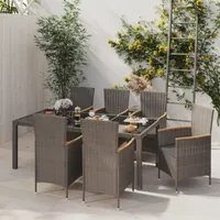 Set da Giardino 7 pz con Cuscini in Polyrattan Nero e Grigio 3094937