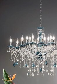 Lampadario damasco 6 luci ottanio e cromo attacco e14 d.75cm