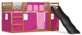 Letto A Castello Con Scivolo E Tende Rosa 80x200 Cm /