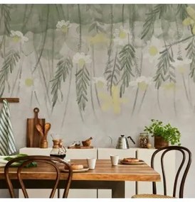 Carta da parati - Home herbarium - subtle floral motif with flowers in watercolour style Lavabile 250x175
