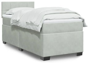 Giroletto A Molle Con Materasso Grigio Chiaro 80x200 Cm Velluto /