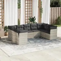 Set Divano da Giardino 9pz con Cuscini Grigio Chiaro Polyrattan 3249971