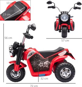 Moto Elettrica per Bambini 6V 3 Ruote Rossa...