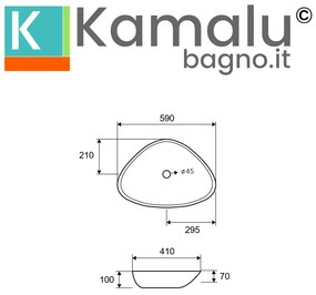 Kamalu - lavabo bagno da appoggio 59cm ceramica bianca | litos-0009