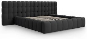 Letto matrimoniale imbottito nero con spazio contenitivo e rete 200x200 cm Mamaia - Micadoni Home