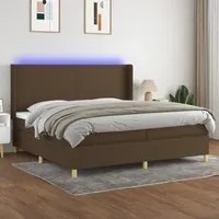 Letto a Molle Materasso e LED MarroneScuro 200x200cm in Tessuto cod mxl 34456