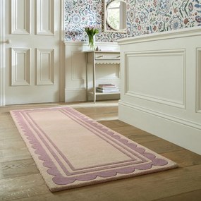 Passatoia in lana tessuta a mano di colore viola-naturale 80x230 cm Lois Scallop - Flair Rugs