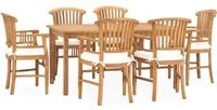 Set da Pranzo da Giardino 7 pz con Cuscini in Legno di Teak 3060025