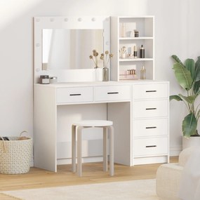 Set toeletta a 2 pezzi con led in legno bianco ingegnerizzato