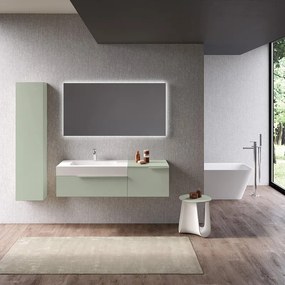 Mobile sottolavabo e lavabo Ginevra per vasca a destra avocado L 135 x H 36 x P 51 cm