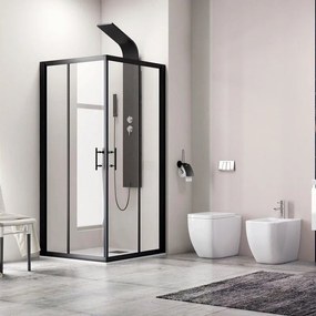 Kamalu - cabina doccia 120x80 cm telaio nero vetro trasparente modello | kf1000b