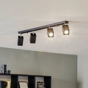 SOLLUX LIGHTING Faretto da soffitto Square, nero, 4 luci lineari