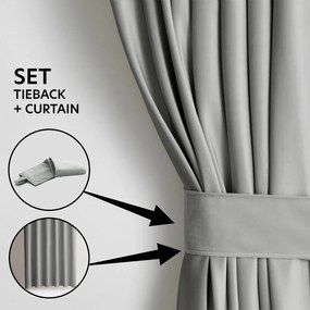 Tenda parzialmente oscurante grigia in velluto 140x245 cm Pleat – Restilo