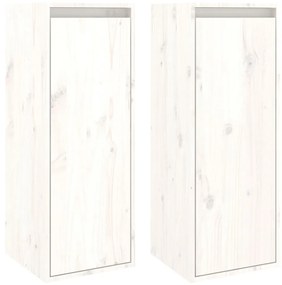 Pensili 2 pz bianchi 30x30x80 cm in legno massello di pino