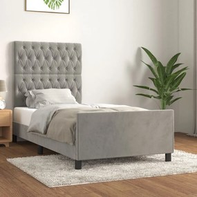 Giroletto Senza Materasso Grigio Chiaro 90x200 Cm Velluto /