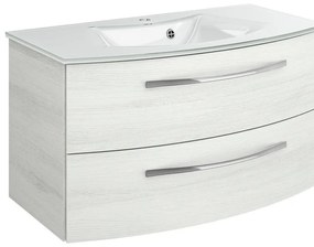 Mobile sottolavabo e lavabo Image per vasca centrale rovere bianco L 90 x H 48 x P 48 cm 2 cassetti