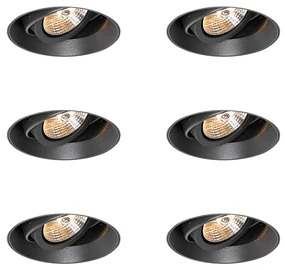 Set di 6 faretti da incasso moderni neri GU10 AR70 rotondi senza bordi - Oneon
