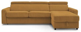 Divano angolare color senape allungabile (con composizione variabile) con rivestimento in velluto a coste Monaco – Bobochic Paris