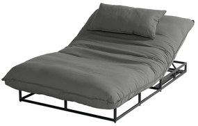 Sdraio da giardino grigio scuro in metallo/in imbottito Emma – Hartman